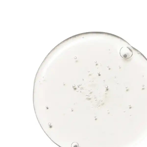 Clear glass or plastic petri dish with tiny bubbles or particles visible.