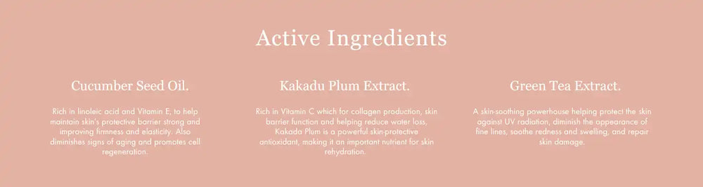 A pink-tinted product label showing ’Active Ingredients’ text and ingredient descriptions.